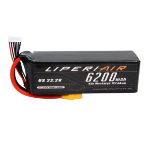 LiperiAir 6200mAh 6S 45C 22.2V Lipo Battery With XT90 Plug